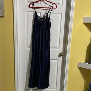Annin lingerie Navy Blue slip dress with rhinestones and embroidery size 2